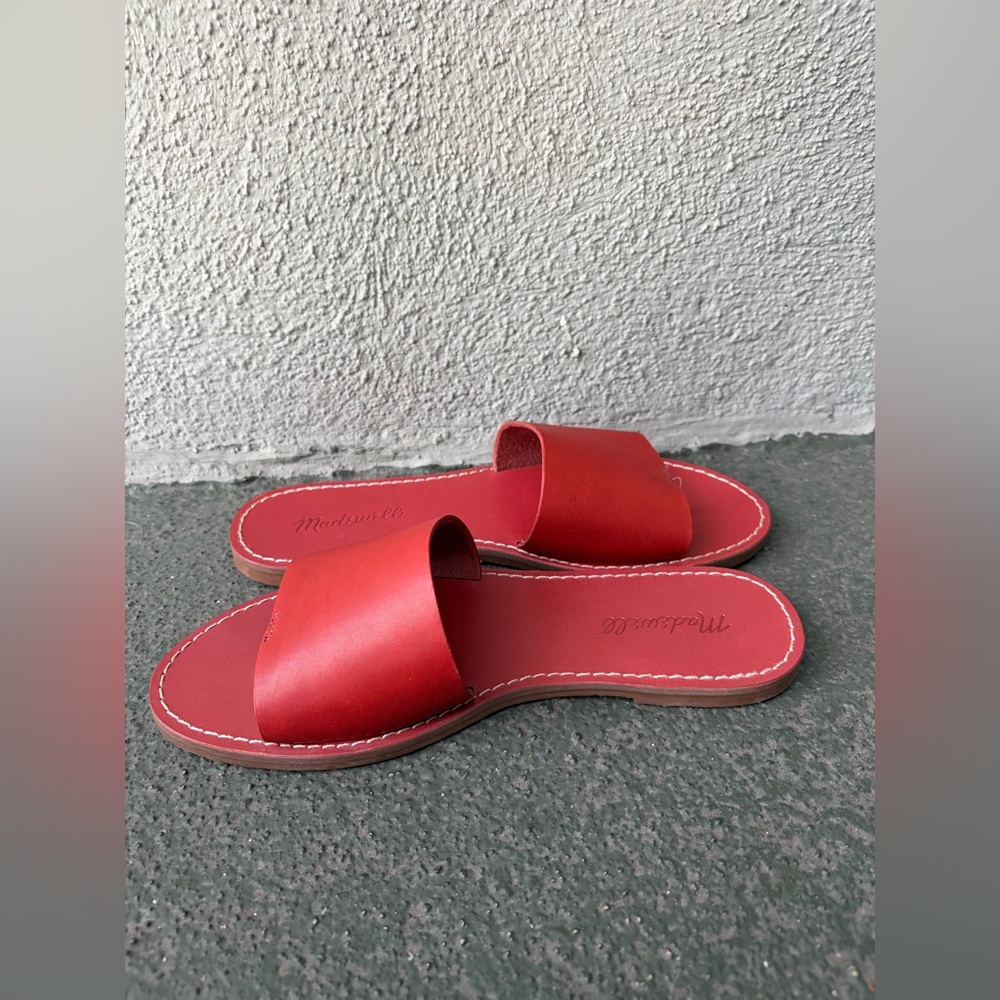 NWOB Madewell The Boardwalk Post Slide Sandal Red Size 7.5 Vacation Resortwear - Picture 5 of 8